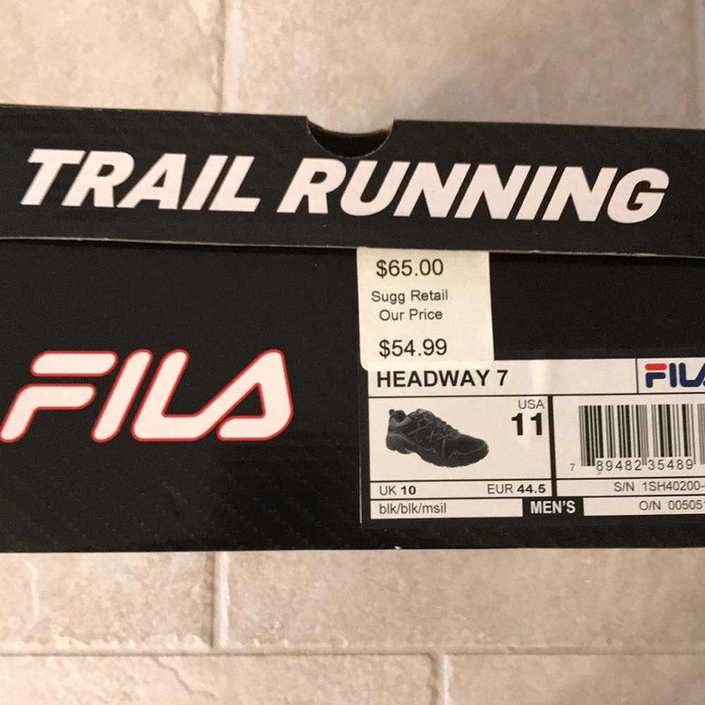 Brand new Men’s Fila trail running Size 11